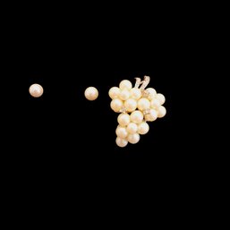 Faux Pearl Brooch And Studs
