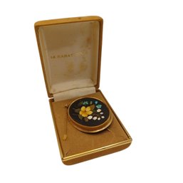Vintage Pietra Dura Oval Brooch & Chained Stick Pin, 14k