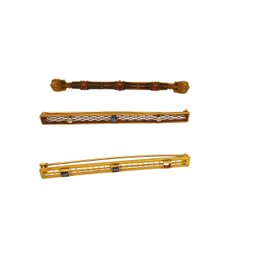 3 Antique Bar Pins, 10k And Brass