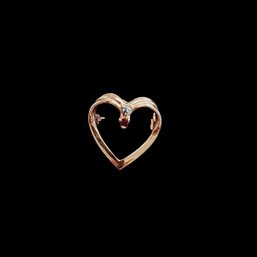 14k Yellow Gold Heart Pin W/ Sm. Ruby And Aquamarine (?)