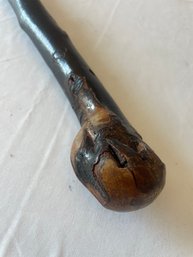 Painted Lion Face Tin Wastebasket, Wooden Walker (dr)