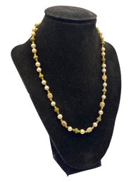 Genuine Catty Jasper And Pearl Necklace