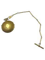 Monogramed Armitron Gold Tone Battery Operated Pocket Watch