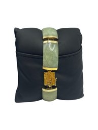 14K Yellow Gold And Jade Link Bracelet