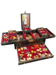 Treasure Trove Vintage Jewelry Assortment And Jewelry Box (earrings, Rings, Bracelets, Brooches Etc.)
