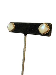 Faceted Stone Over Iridescent Inlay In Sterling Silver Earrings Hallmarked Lagos 925