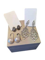 Sterling Silver And Pearl Earrings