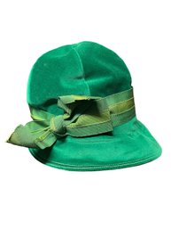 Vintage Green Velour Cloche Hat