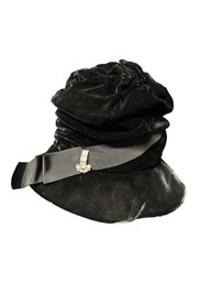 Vintage Womens Black Velvet Slouch Bucket Hat