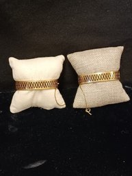 Antique 19c 14K Gold And Enameled Matching Bracelets