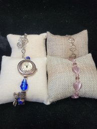 Geneva Quartz Watch With Beaded Band & (3) Bracelets