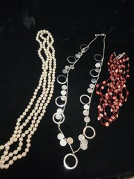 3 Long Necklaces Costume Jewelry