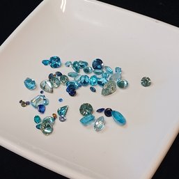 Blue Stones: Glass, Crystal, Aquamarine (?), Topaz (?)