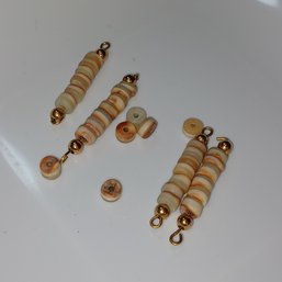 Shell Disc Beads Loose And Wired On Goldtone Metal
