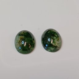 Cabochons (2): Nephrite Jade(?) Moss Agate (?)