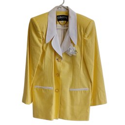 Ladies Yellow & White Criscione Dress Jacket Sz S.  (LR)
