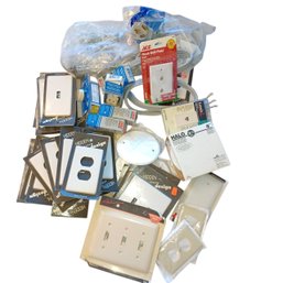Large Lot Of Electrical Supplies: Outlet & Switch Covers, Receptacles, Etc..