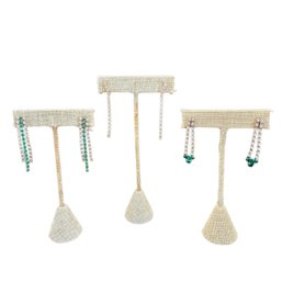 Earrings (3) Rhinestones Green & Clear