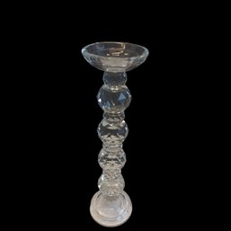 Tall Crystal Faceted Pillar Candle Holder