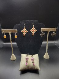 4 Pairs Of Earrings Costume Jewelry