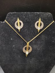 Sterling Silver And GF Necklace And Earring Set