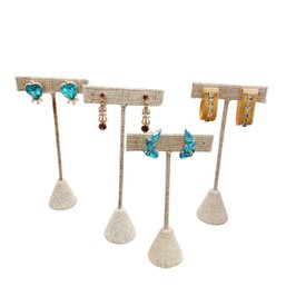 Vintage Costume Screw-back And Clip-on Earrings,  Aqua And Purple