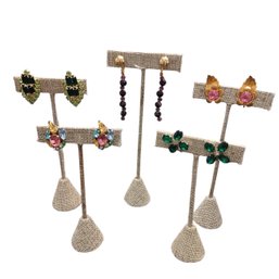 5pr Springy Costume Clip-on,  Screw-back Earrings