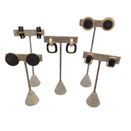 5pr Black & Goldtone Vintage Clip-on Earrings: DG, Emmons,  Castlecliff  And Unbranded