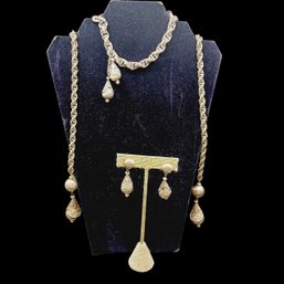 Vintage Suite Of Monet Silvertone Jewelry