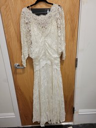 Vintage Lace Wedding Dress Approx Size 2 Or 4 Int'l Ladies Garment