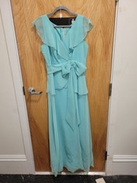 Vintage Hand Sewn Aqua Formal Dress Est Size 8