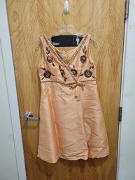 1960's Jean Lutece Deadstock Bead Embroidered Peach Dress Size 16