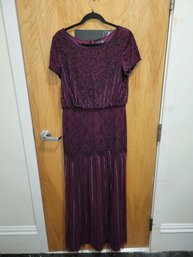 Adrianna Papell Maroon Beaded Formal Gown Sz 10