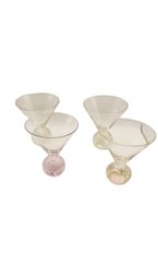 Set Of 4 Bubble Ball Base Martini Glasses