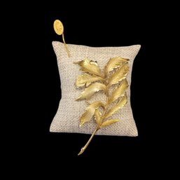 Vintage Cartier 14k Leaf Brooch And GLP Co Stick Pin