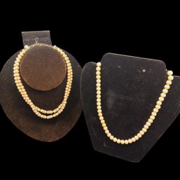 2 Strands Faux Pearl Necklaces Marvella And Unknown