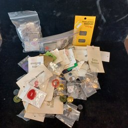 Large Collection Of Assorted Buttons Beads Needles And Thread