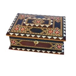 Moorish Market Style Wood Inlayed Music Jewelry Box