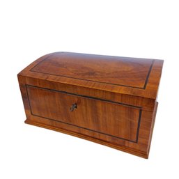 Antique Inlayed Walnut Chest W/ Gilded Japanese Paper Lining