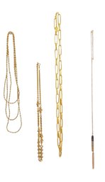 Suite Of 4, X-long Goldtone Costume Necklaces