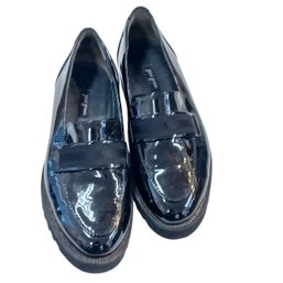 Pair Ladies Paul Green Patten Leather Loafers Black Sz 7-7.5