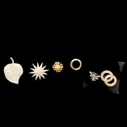 6 Vintage Brooches Pins: Coro,  H. Romerantz & Co., Unknown