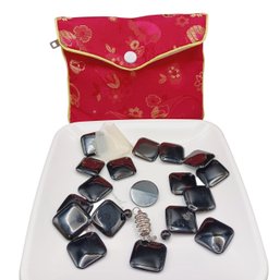 Black Glass Bead Necklace- Broken