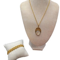 Goldtone Link Bracelet And Necklace