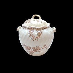 Antique Brown English Transferware Sugar Bowl 'JAPO' By L Strauss & Sons