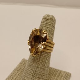 14k & Lg Smoky Quartz Statement Ring, Sz 6