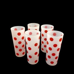 Anchor Hocking Red Polka-dot Glasses (5)