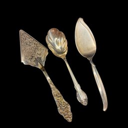 Silver Plated: 2 Pie / Cake Cutters & 1 Truffle Scoop Spoon