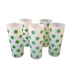 Anchor Hocking Green Polka-dot Glasses (5)