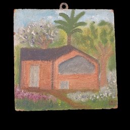 Original Painting On Masonite Of House By Luz Caballero De Gonzalez Original